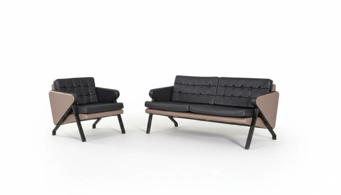 Moderne Sofagarnitur Luxus Zweisitzer Sessel Polster Design Arbeitsmöbel 2+1