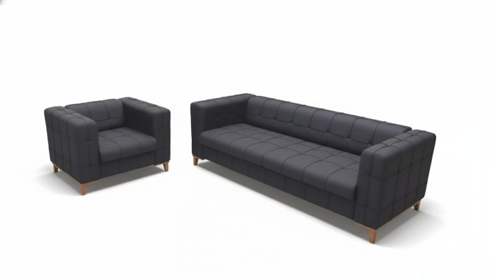 Polster Sitzgruppe Sofas Luxus Couchgarnitur Dreisitzer Sessel Textil 3+1