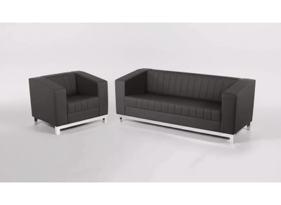 Graue Luxus Sofagarnitur Dreisitzer Sessel Polstermöbel Couch Set 2tlg 3+1