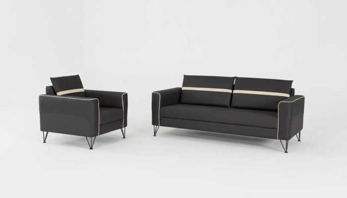 Couchgarnitur Polstermöbel Dreisitzer Sessel Designer Textil Möbel 2tlg 3+1