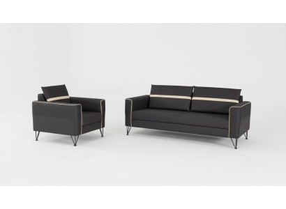 Couchgarnitur Polstermöbel Dreisitzer Sessel Designer Textil Möbel 2tlg 3+1