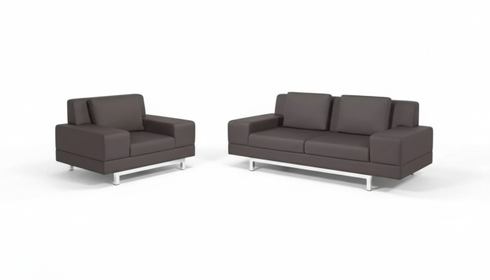 Graue Couchgarnitur Dreisitzer Sessel Sofagarnitur Arbeitszimmer Sofas 3+1