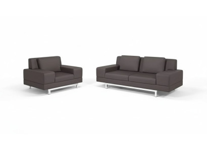 Graue Couchgarnitur Dreisitzer Sessel Sofagarnitur Arbeitszimmer Sofas 3+1