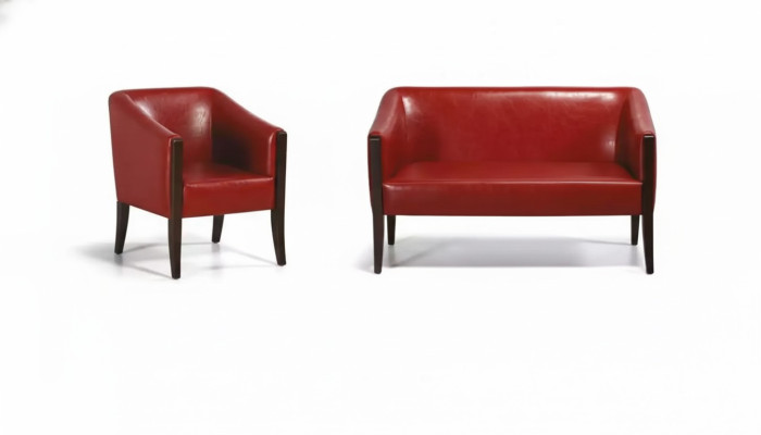 Rote Sofagarnitur Zweisitzer Moderner Sessel Designer Polster Luxus Set
