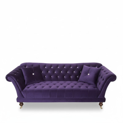 Chesterfield 3 Seater Elegant Sofas Textile Couch Luxury Blue Sofa