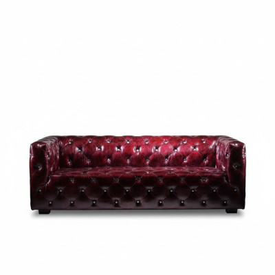 Chesterfield Sofa 3 Sitzer Ledersofa Couch Polstersofa Bordo Sofas Leder
