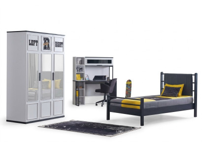 Kinderzimmer Schlafzimmer Möbel Komplettzimmer Jugendzimmer Schwarz Weiß 3tlg.