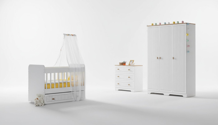 Baby Komplettzimmer Schrank Bett Kinderzimmer Säugling Kommode 3tlg.