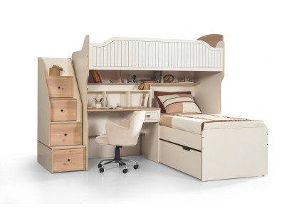 Etagenbett Hochbett Bett Doppelstockbett mit Schreibtisch Zwei Betten