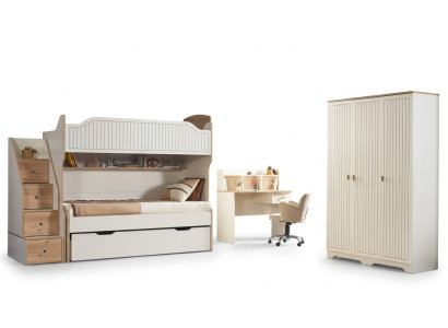 Kinderzimmer Etagenbett Hochbett Set Schreibtisch Kleiderschrank 3tlg.