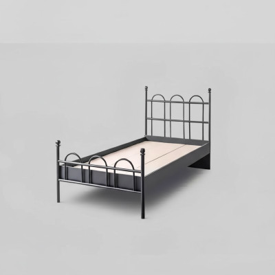 Schwarzes Metall Bett Klassisches Bettgestell Jugendzimmer Schwarz