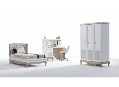 Kinder Jugendzimmer Bett + Schreibtisch + Kleiderschrank 3-teilige