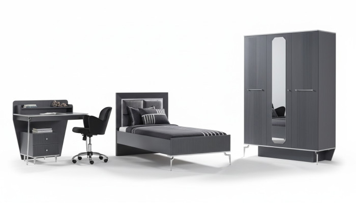 Design Jugendzimmer Schlafzimmer Set Schrank Bett Schreibtisch 3tlg.