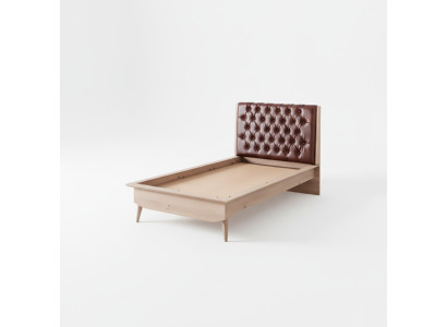 Bett Loft Holz Chesterfield 100x200cm Bettrahmen Gepolstertes Kopfteil