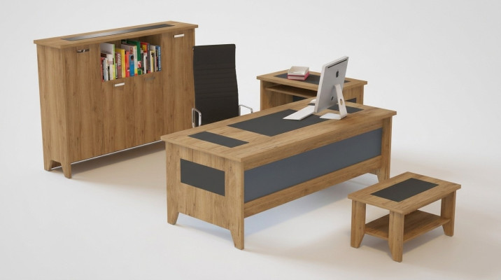 Hochwertiges, elegantes Büro-Set im modernen Stil aus stabilem Holz