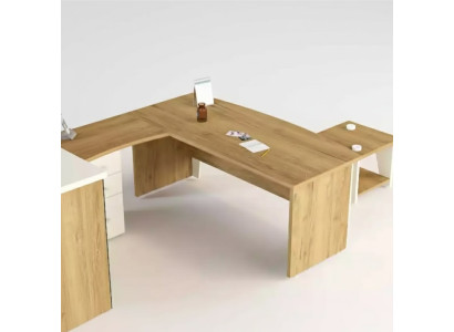 Brauner Eckschreibtisch Exklusives Design Bürotisch Arbeitszimmer Möbel