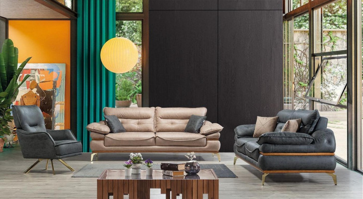 Grauer Einsitzer Exklusiver Sessel Lounge Club 1-Sitzer Luxus Einsitzer