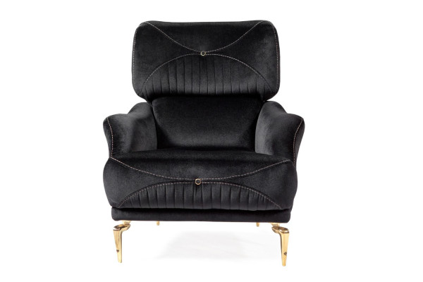 Exklusiver Textilsessel Schwarz Einzelsofa Moderne Polsterung neu