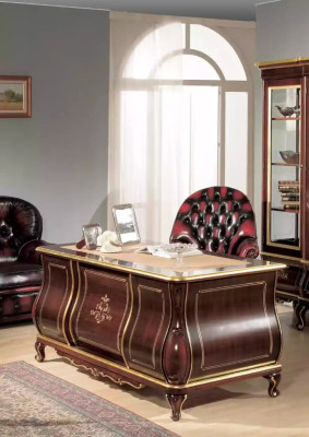 Klassische Büro Einrichtung Schreibtisch Bücherregal 4 tlg Holzmöbel