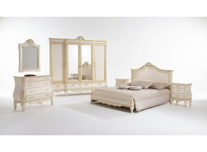 Schlafzimmer Set Bett 2x Nachttische Schrank Kleiderschrank Kommode Spiegel