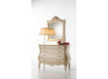 Kommode Luxus Spiegel Klassisch Weiß Schlafzimmer Möbel Schränke Kommoden
