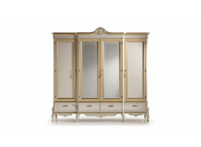 Klassischer Luxus Weißer Viertüriger Schlafzimmerschrank Holzmöbel Neu