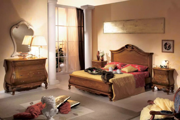 Holzdoppelbett im klassischen Stil Luxuriöses Schlafzimmer design Betten