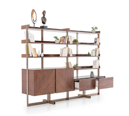 Moderne Vitrine Wohnzimmer Möbel Regal Standregal Echtholz Möbel Braun Regale