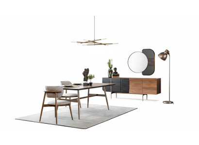 Essgruppe Esszimmer Esstisch Stühle Sideboard Set 7tlg Holz Braun Neu