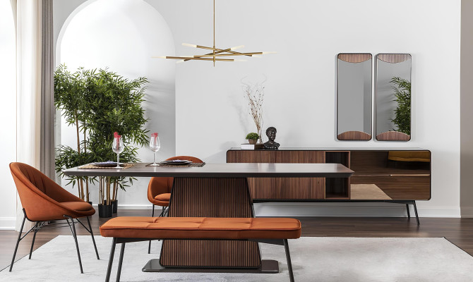 Essecke Essgruppe Esszimmer Esstisch Stühle Sideboard 9tlg Holz Braun