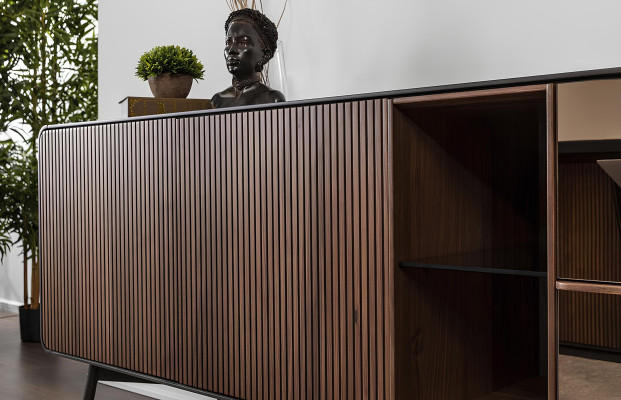Sideboard Kommode Anrichte Spiegel Holz Modern Braun Set Garnitur