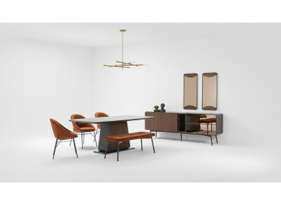Essgruppe Esszimmer Esstisch Tisch Stühle Set 7tlg Holz Braun Neu