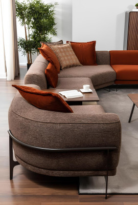 Modernes Ecksofa L-Form Couch Stoffsofas Edelstahl Wohnzimmermöbel Neu