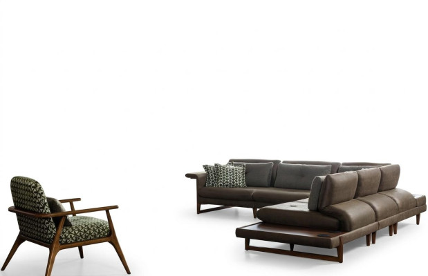 Wohnzimmer Set Luxus Möbel L-Form Sofa Sessel Textil Möbel Set Neu