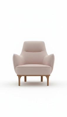 Moderner Sessel Cocktailsessel Ohrensessel Designer Möbel Beige Holzmöbel