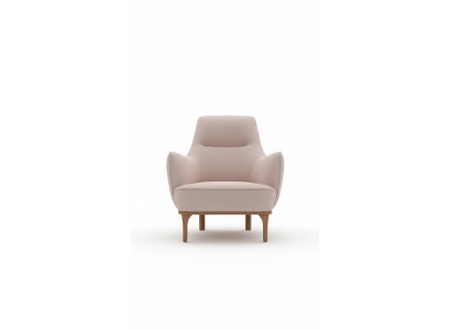 Moderner Sessel Cocktailsessel Ohrensessel Designer Möbel Beige Holzmöbel
