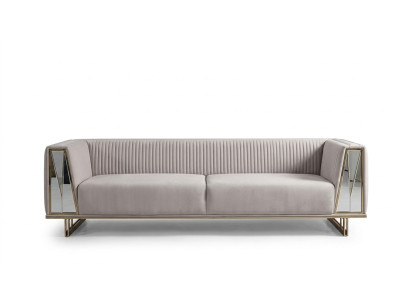 Moderne Garnitur Dreisitzer Stoffsofa Grau Blau Set 2tlg Sofa Design