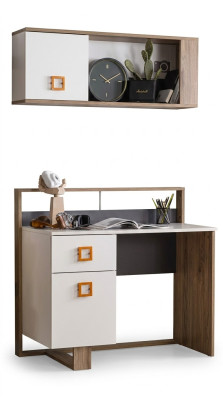 Garnitur Schreibtisch Kinderzimmer Set 2tlg Regal Computer Holz Weiß