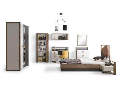 Garnitur Kinderbett Kindermöbel Kinderzimmer Bett Holz Grau Set 9tlg