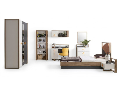 Kindermöbel Garnitur Kinderbett Kinderzimmer Bett Holz Grau Set 9tlg