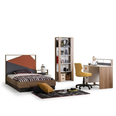 Komplette Bett Kindermöbel Kinderbett Kinderzimmer Holz Grau Set 4tlg