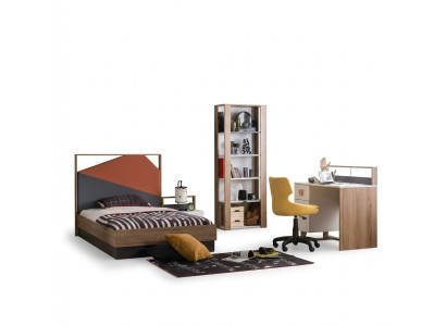 Komplette Bett Kindermöbel Kinderbett Kinderzimmer Holz Grau Set 4tlg