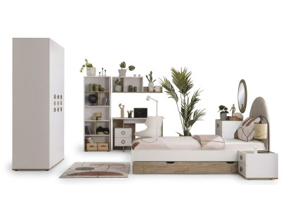 Kindermöbel Komplete Kinderbett Kinderzimmer Bett Holz Weiß Set 8tlg