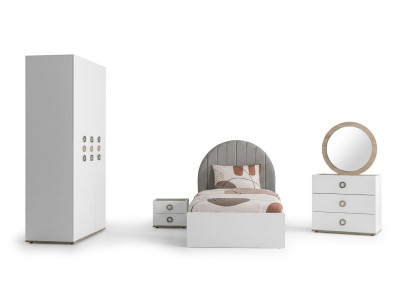 Kinderzimmer Komplete Bettrahmen Kindermöbel Bett Holz Weiß Set 5tlg