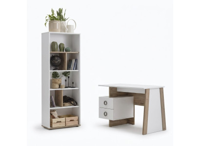 Garnitur Schreibtisch Kinderzimmer Set 2tlg Regal Computer Holz Weiß