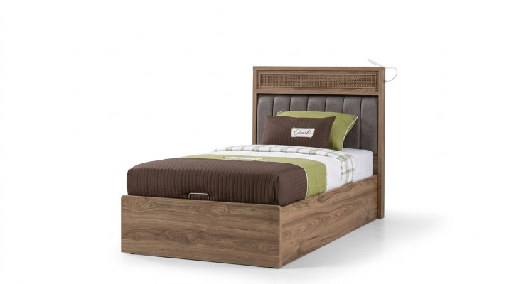 Bett mit Bettkasten Bettrahmen Kinderbett Jugendbett Braun Holz Luxus