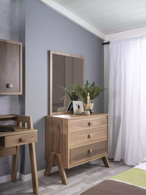 Kinderzimmer Komplete Bettrahmen Kindermöbel Bett Holz Brau Set 4tlg