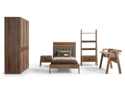 Holzbett Komplette Schlafzimmermöbel Jugendbett Bett Braun Set 5tlg