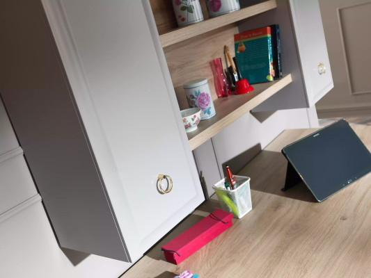 Hängeschrank Wandschrank Kinderzimmer Bücherregal Holz Grau Design