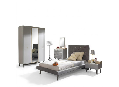 Kindermöbel Bett Komplete Jugendbett Kinderzimmer Holz Grau Set 4tlg